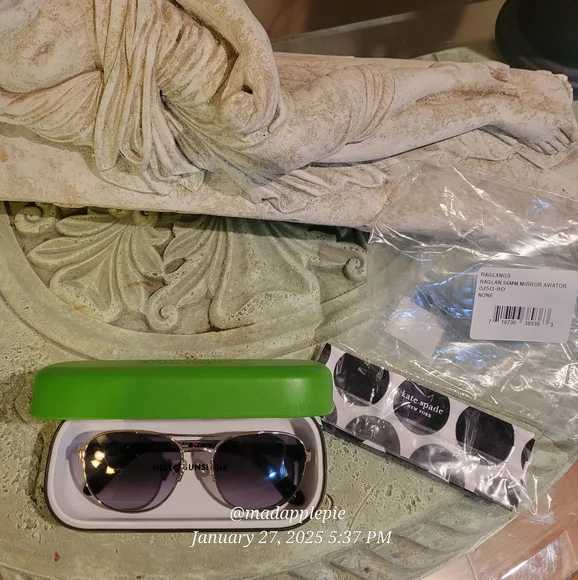 Kate Spade Raglan Aviator Sunglasses Gold Tone Designer Luxury Celebrity #136 - Picture 9 of 10